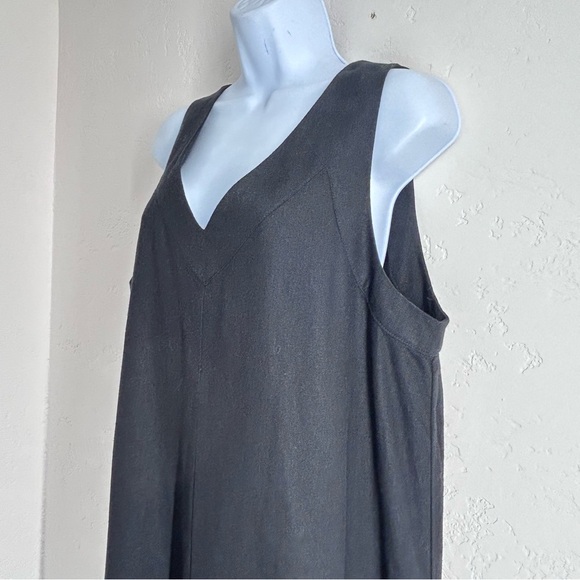 DKNY Linen Blend Sleeveless V-Neck Maxi Dress Black Womens Size L NWT - Picture 3 of 10